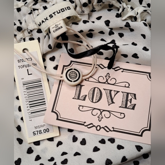 NWT Max Studio Black & White Tie Blouse   Size L - Picture 6 of 10